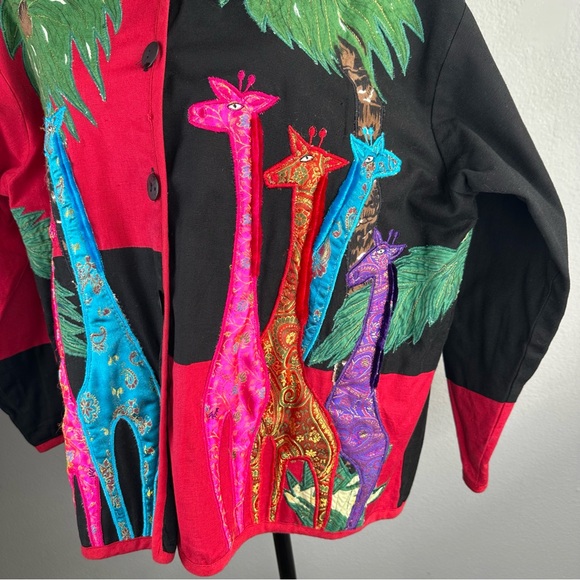 New Direction Embroidered Giraffe Colorblock Jacket Plus Size 1X Art to Wear - Picture 4 of 10